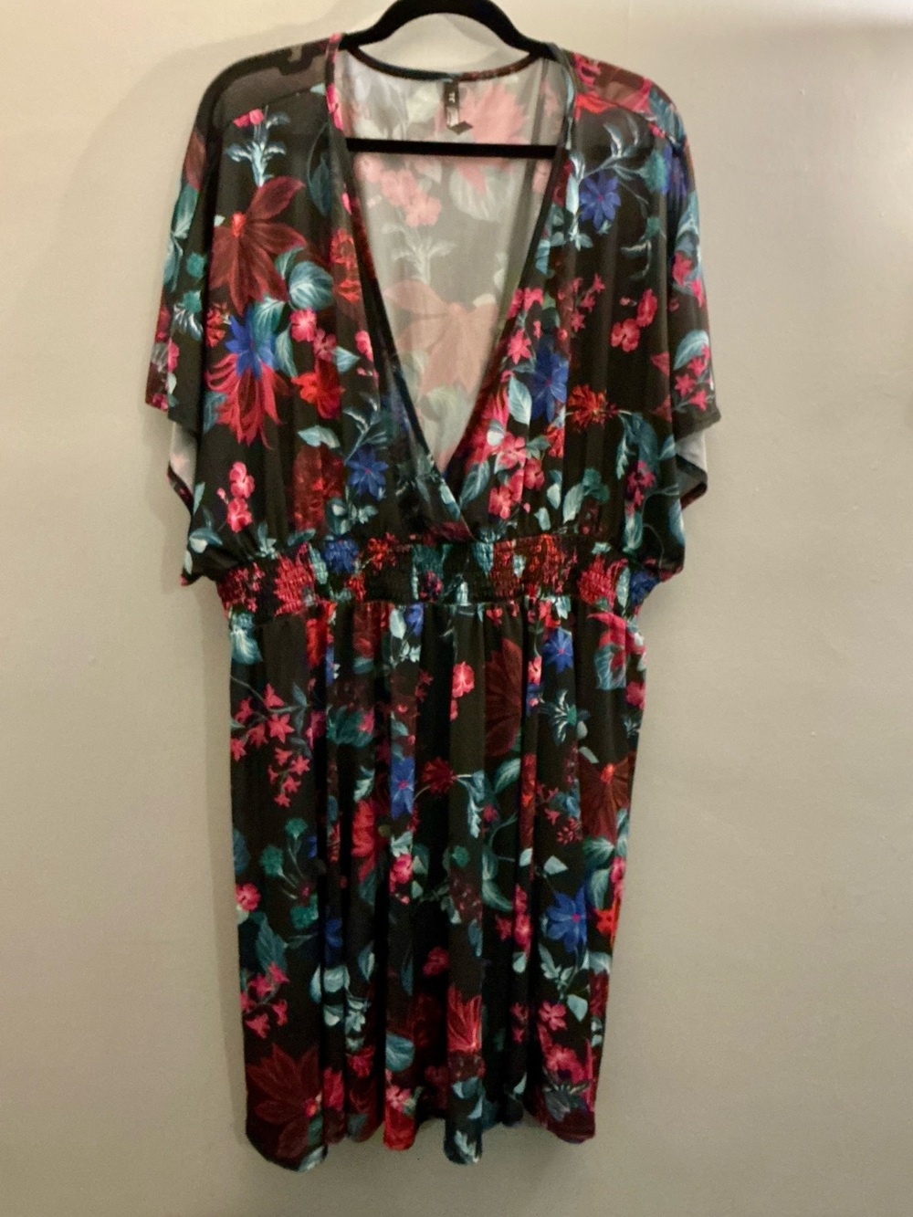 Torrid Mystical Forest Floral Chiffon Swim Cover Up Size 4/4X (26) Smocked Waist
